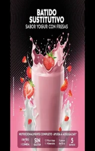 Batido sustitutivo Bicentury con sabor a yogur y fresas, sin gluten y con vitaminas