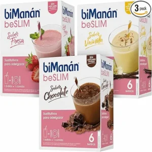 Batidos sustitutivos biManán beSLIM de fresa, vainilla y chocolate en pack de 3 sabores