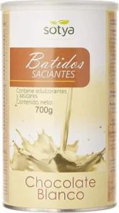 Envase de batido saciante Sotya sabor chocolate blanco de 700 gramos